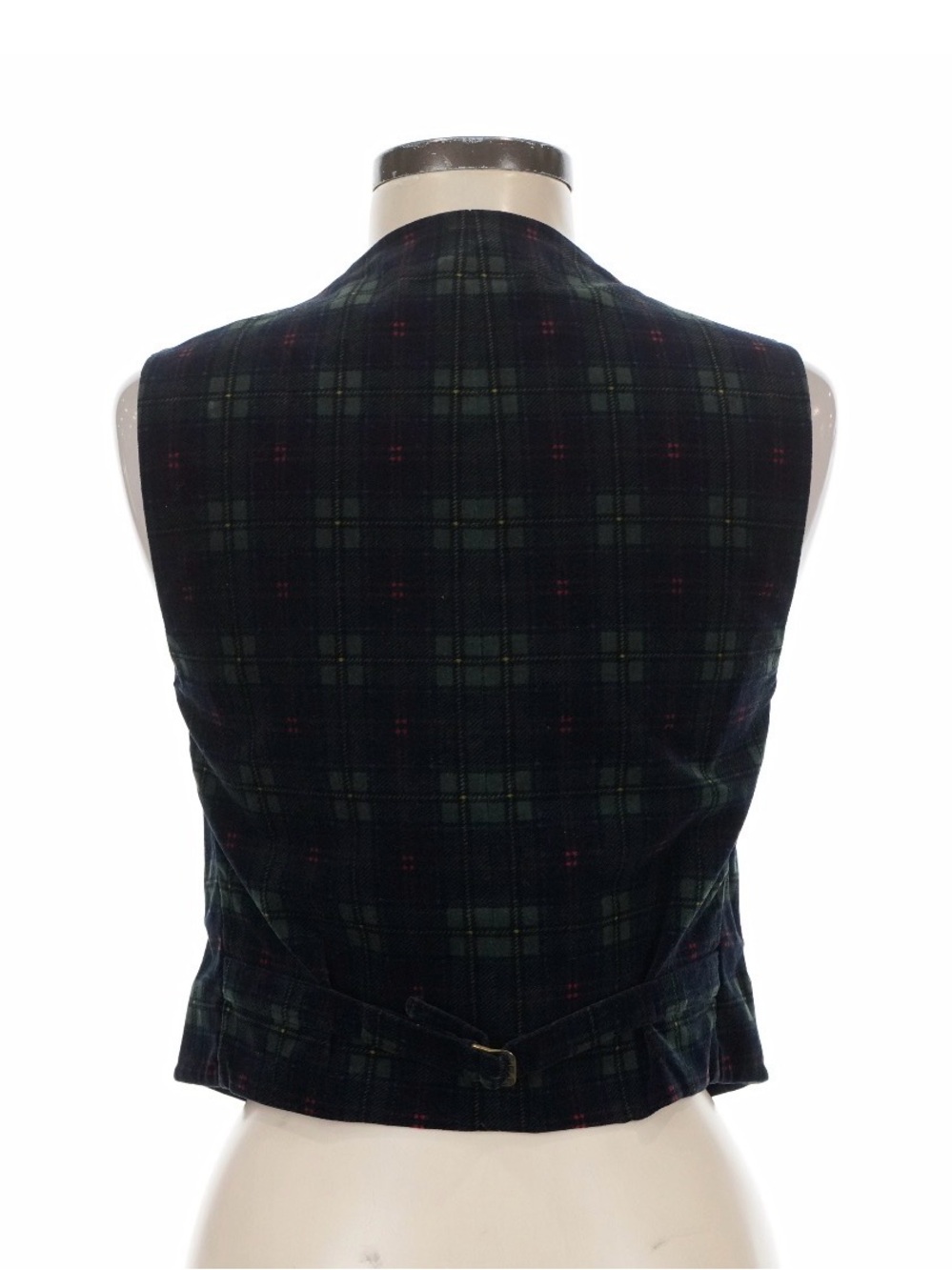 Vintage Ralph Lauren Vest Women’s 6 Cotton Velvet Tuxedo Waistcoat Plaid 90s Y2k - Picture 3 of 5